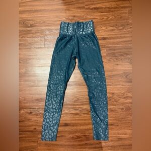 Carbon38 Navy Textured Leggings Shimmer
